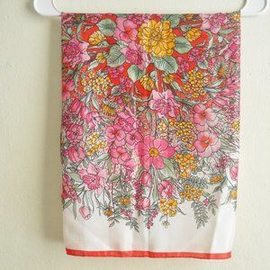 Floral Scarf, Silken Polyester, 30" x 31", Italy